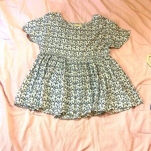 100% Cotton Leopard Beaded Short Sleeved Top Empire Waist